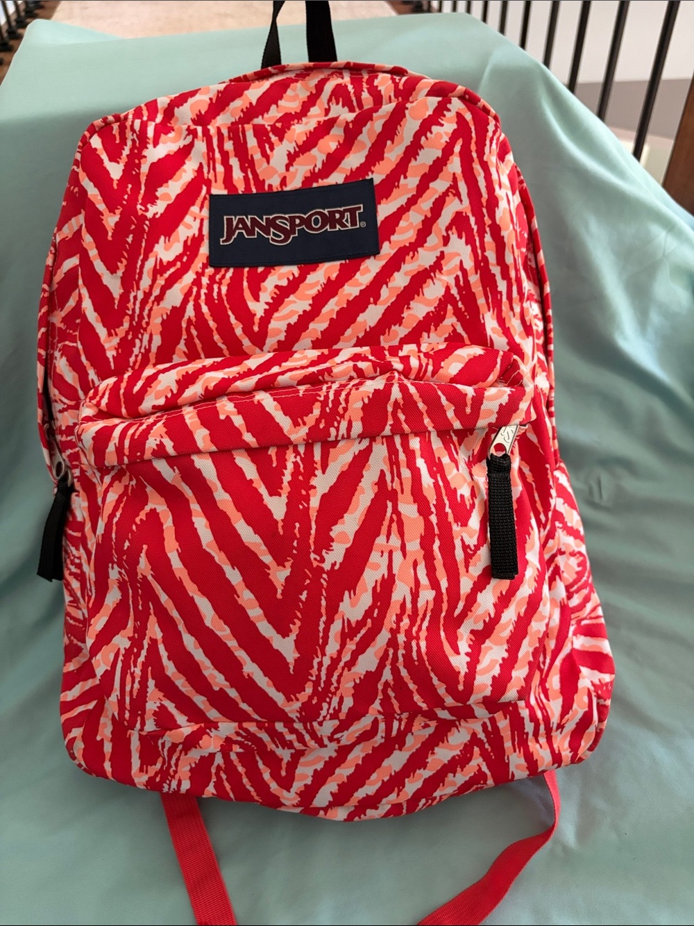 Jansport Red and White Zebra Pattern Backpack